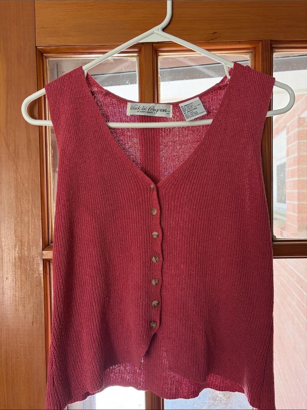 Vintage Raspberry Knit Button Front Tank